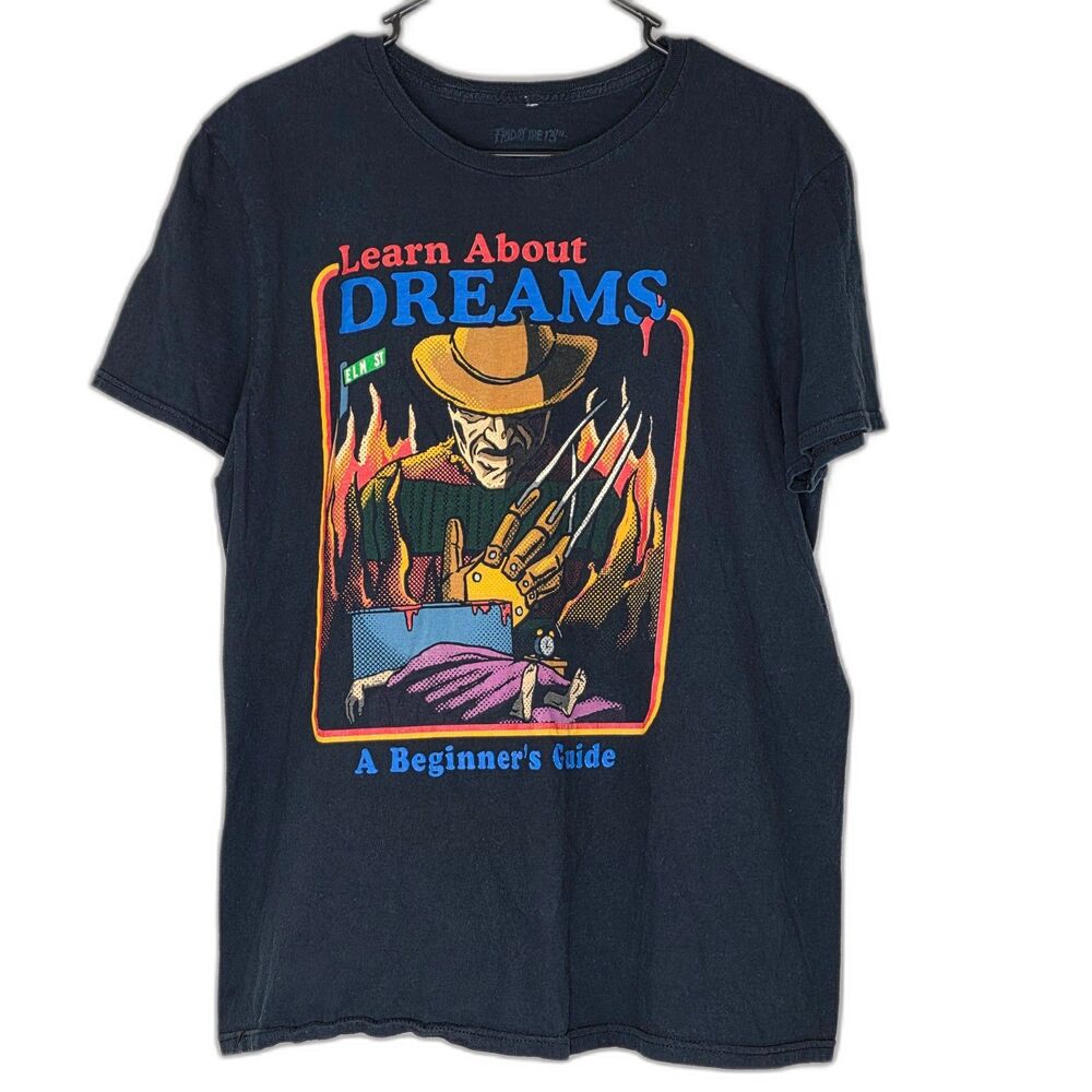 Vintage Friday The 13th x Nightmare on Elm Street Freddy Black Tee Size Large